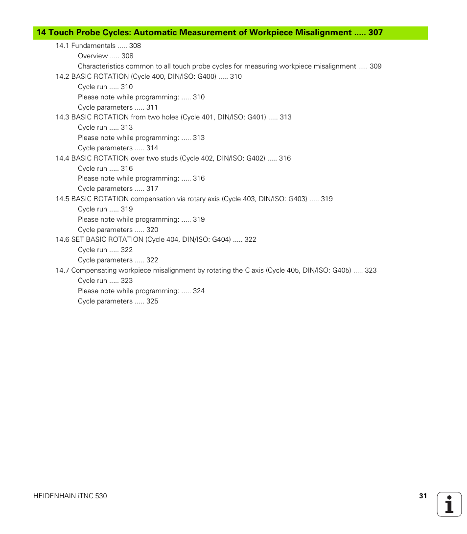 HEIDENHAIN iTNC 530 (340 49x-05) Cycle programming User Manual | Page 31 / 497