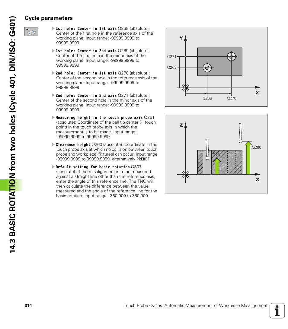 Cycle parameters | HEIDENHAIN iTNC 530 (340 49x-05) Cycle programming User Manual | Page 314 / 497