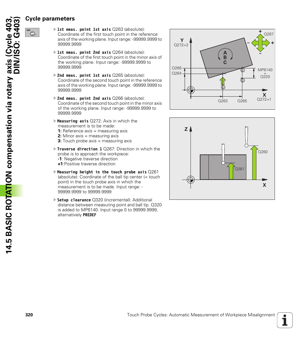 Cycle parameters | HEIDENHAIN iTNC 530 (340 49x-05) Cycle programming User Manual | Page 320 / 497