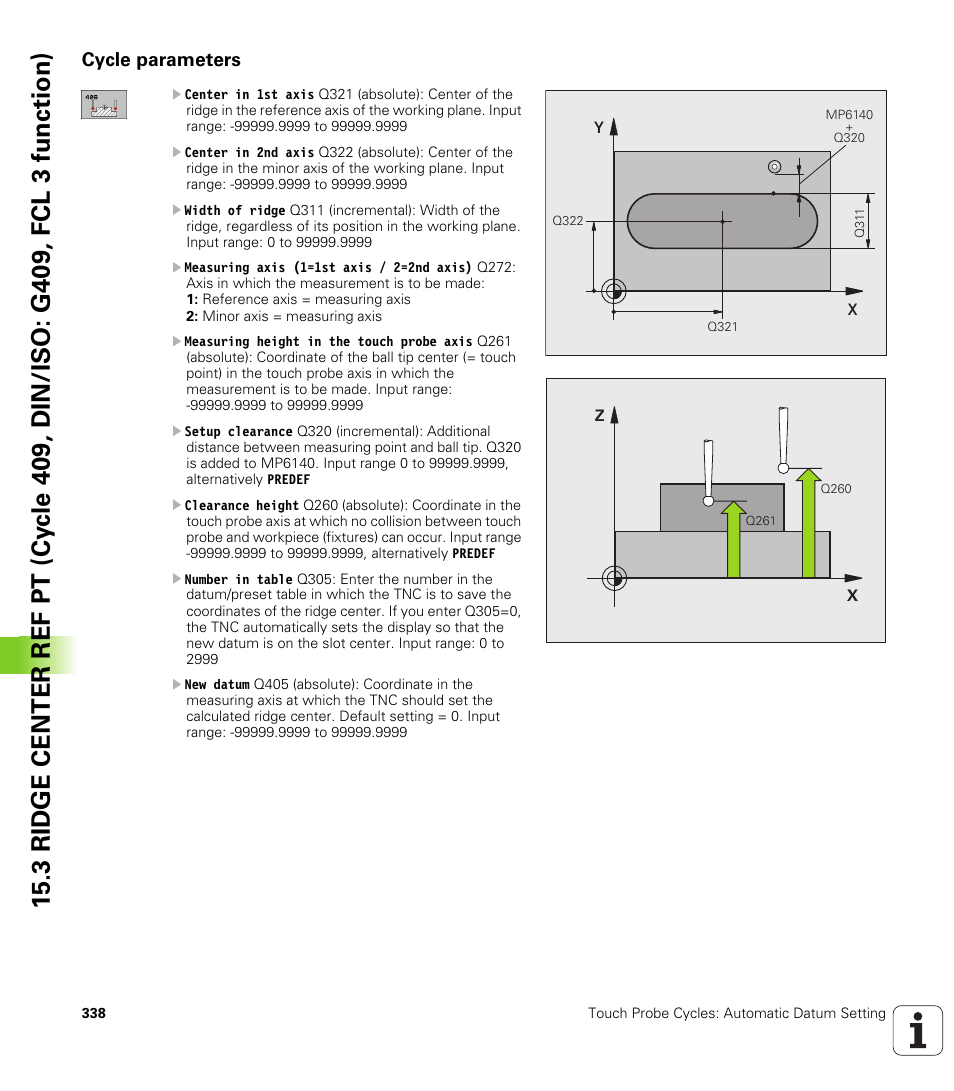 Cycle parameters | HEIDENHAIN iTNC 530 (340 49x-05) Cycle programming User Manual | Page 338 / 497