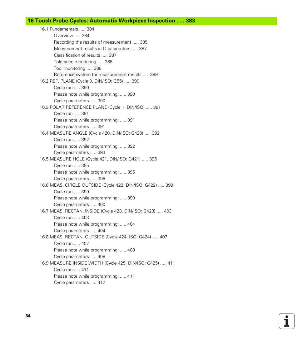 Touch probe cycles: automatic workpiece inspection | HEIDENHAIN iTNC 530 (340 49x-05) Cycle programming User Manual | Page 34 / 497