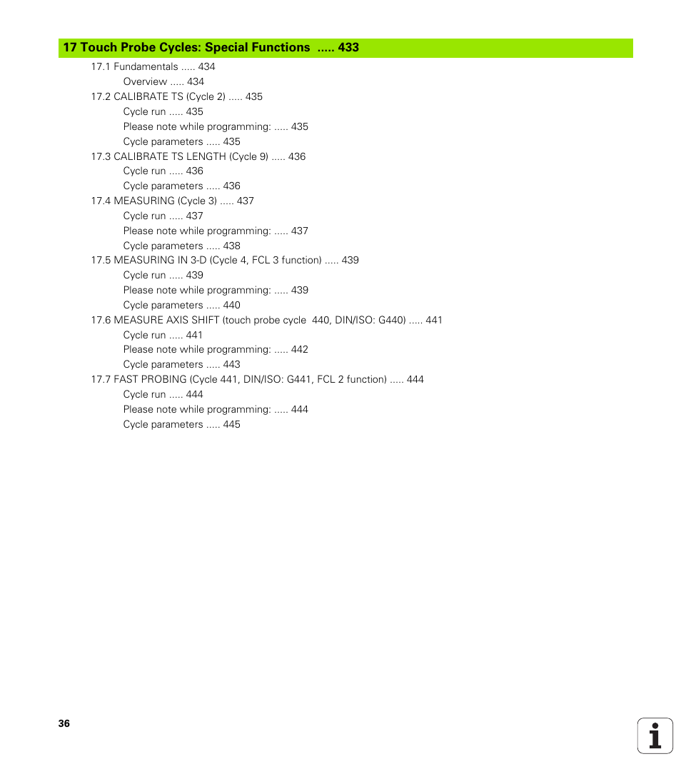 Touch probe cycles: special functions | HEIDENHAIN iTNC 530 (340 49x-05) Cycle programming User Manual | Page 36 / 497
