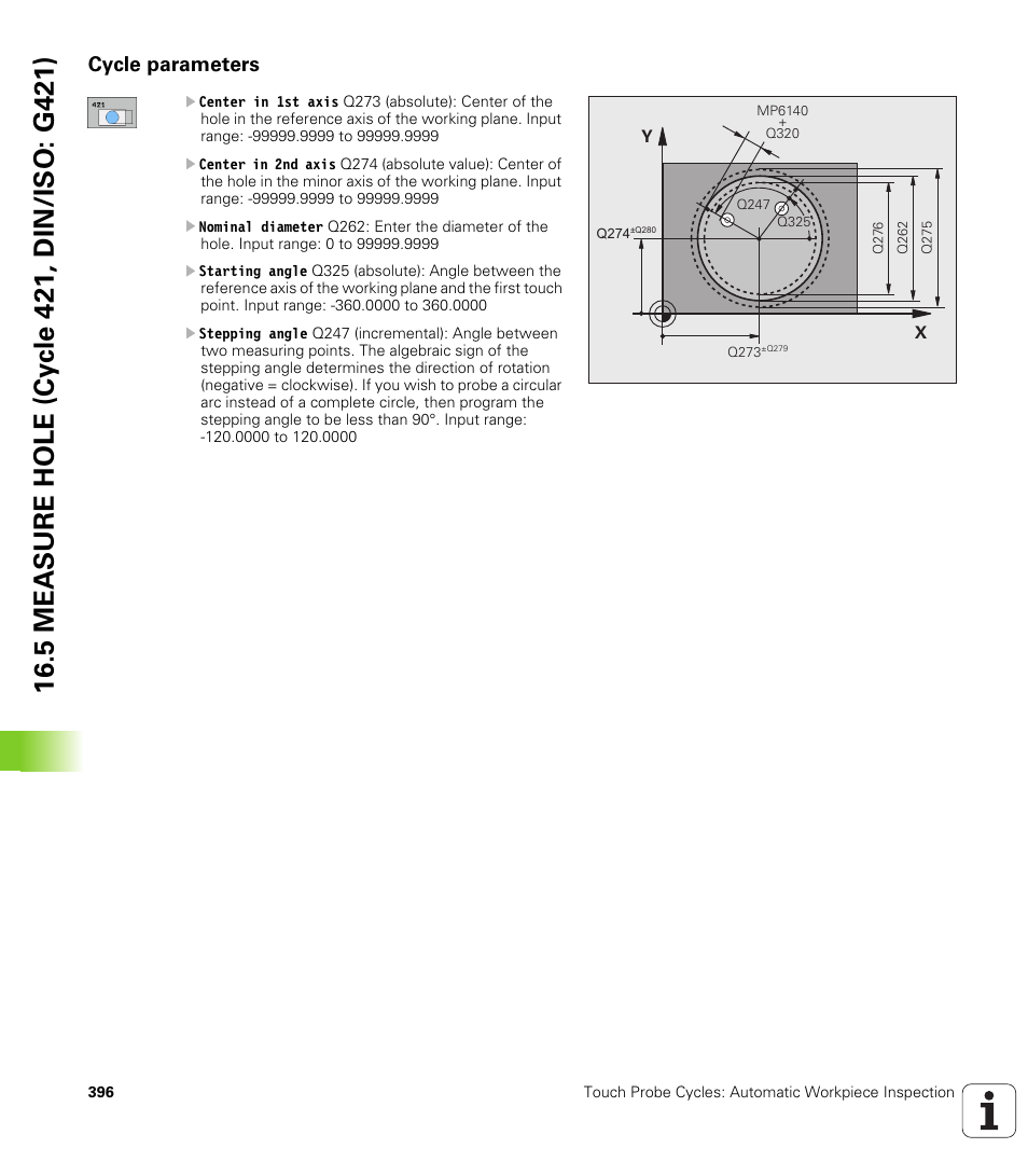 Cycle parameters | HEIDENHAIN iTNC 530 (340 49x-05) Cycle programming User Manual | Page 396 / 497