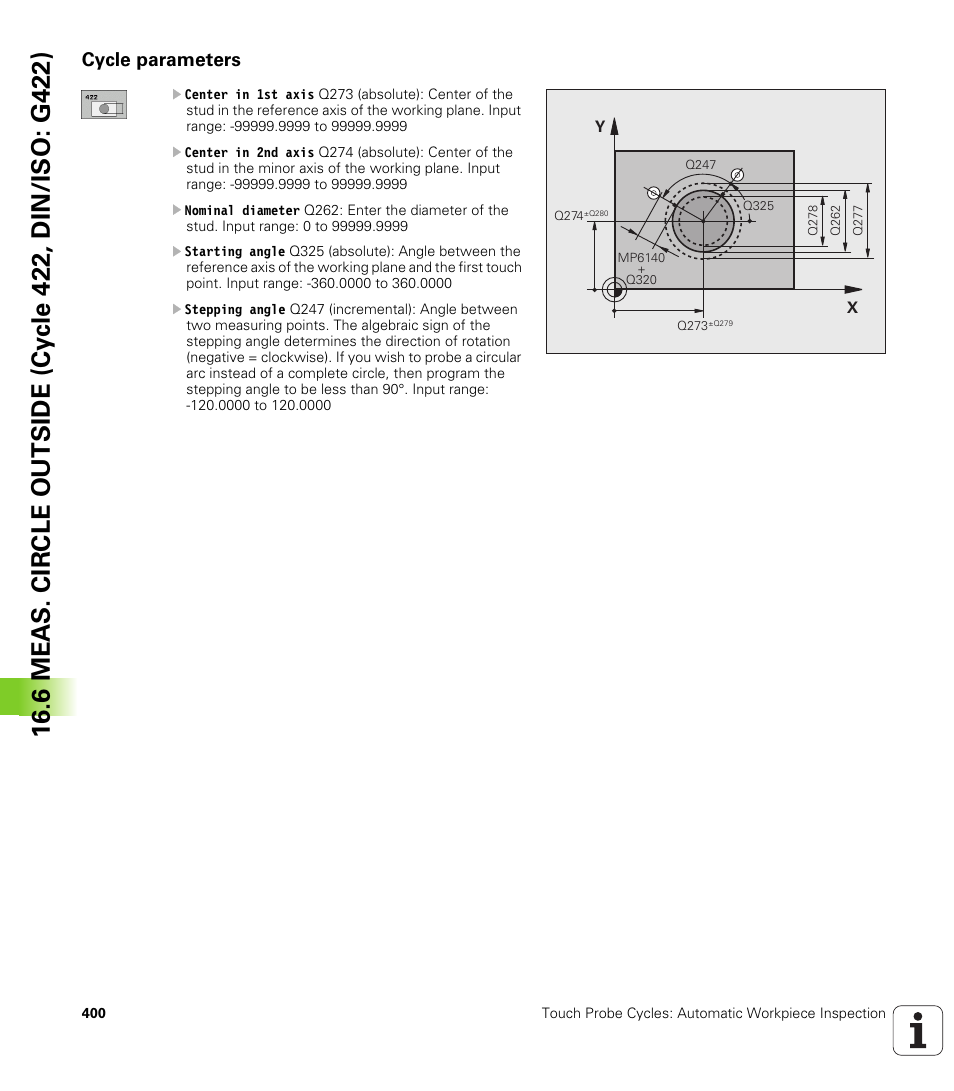 Cycle parameters | HEIDENHAIN iTNC 530 (340 49x-05) Cycle programming User Manual | Page 400 / 497