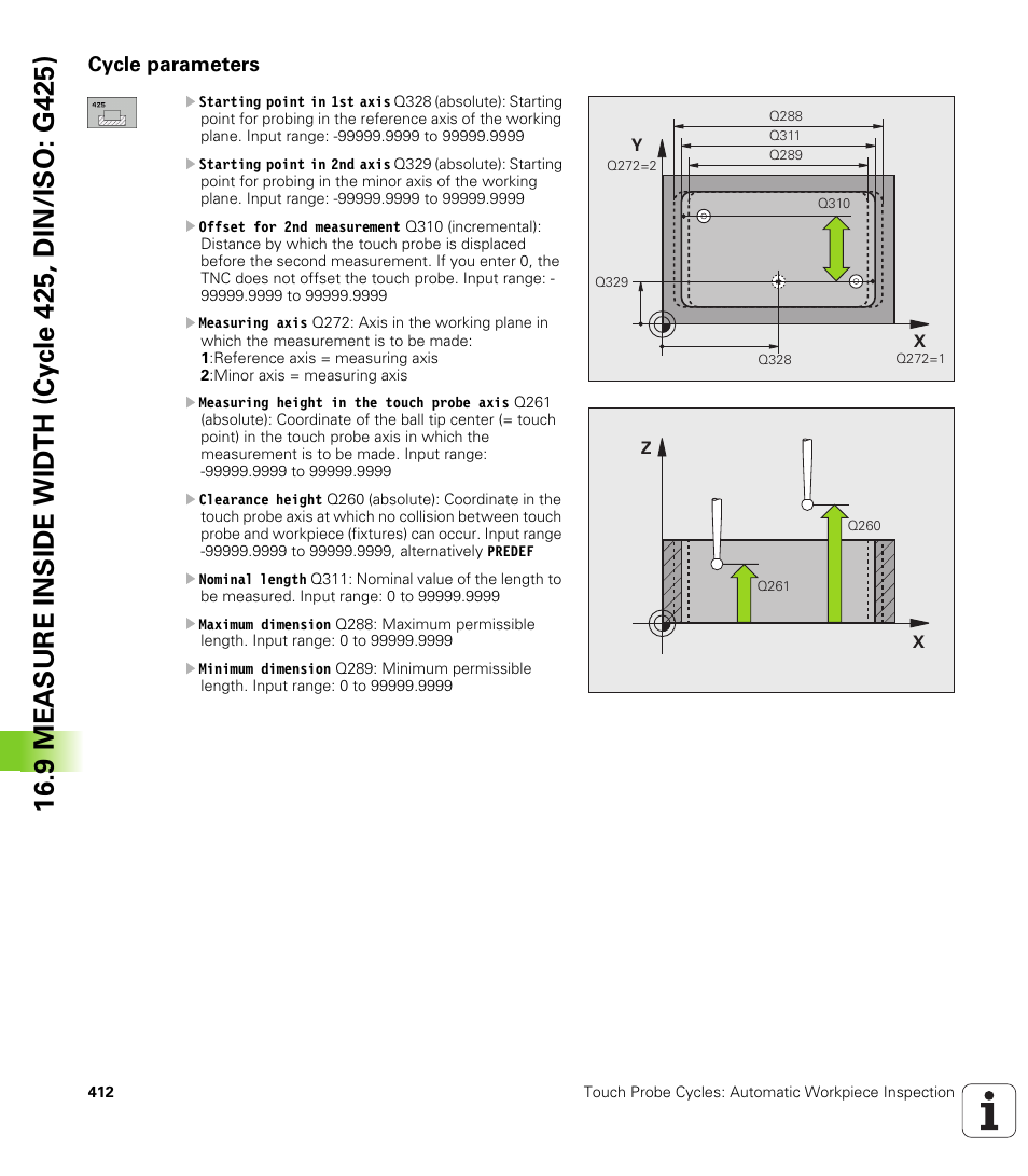 Cycle parameters | HEIDENHAIN iTNC 530 (340 49x-05) Cycle programming User Manual | Page 412 / 497