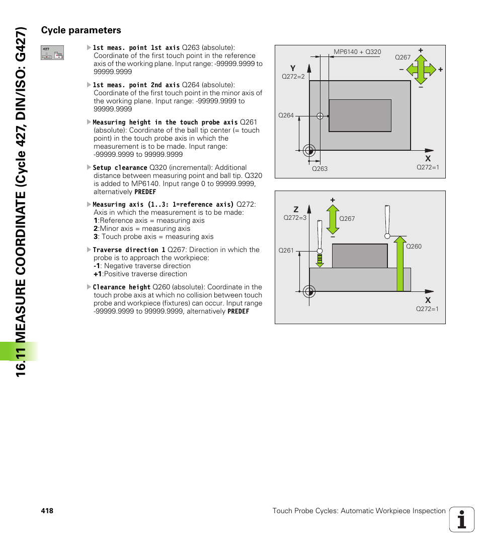 Cycle parameters | HEIDENHAIN iTNC 530 (340 49x-05) Cycle programming User Manual | Page 418 / 497