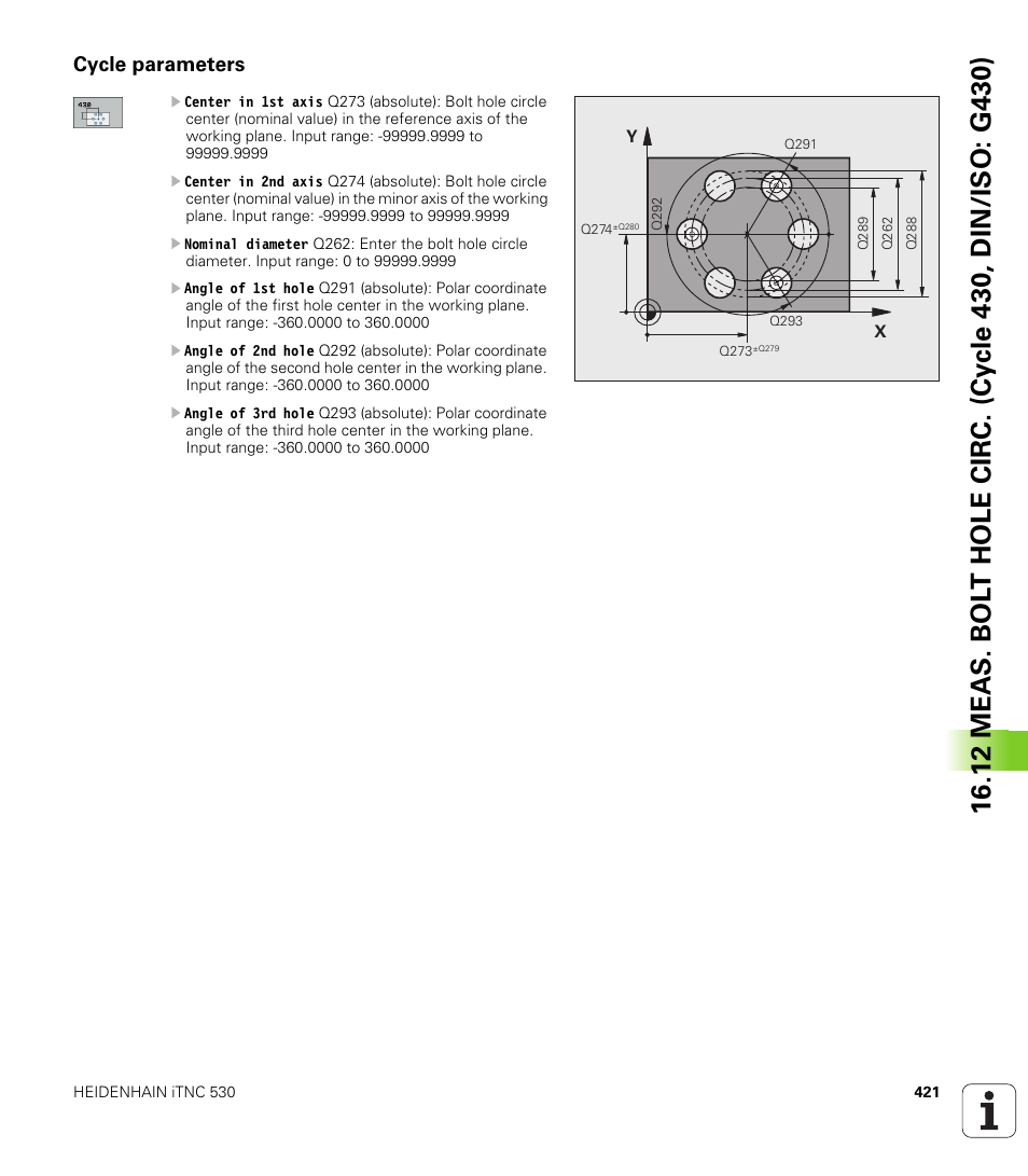 Cycle parameters | HEIDENHAIN iTNC 530 (340 49x-05) Cycle programming User Manual | Page 421 / 497