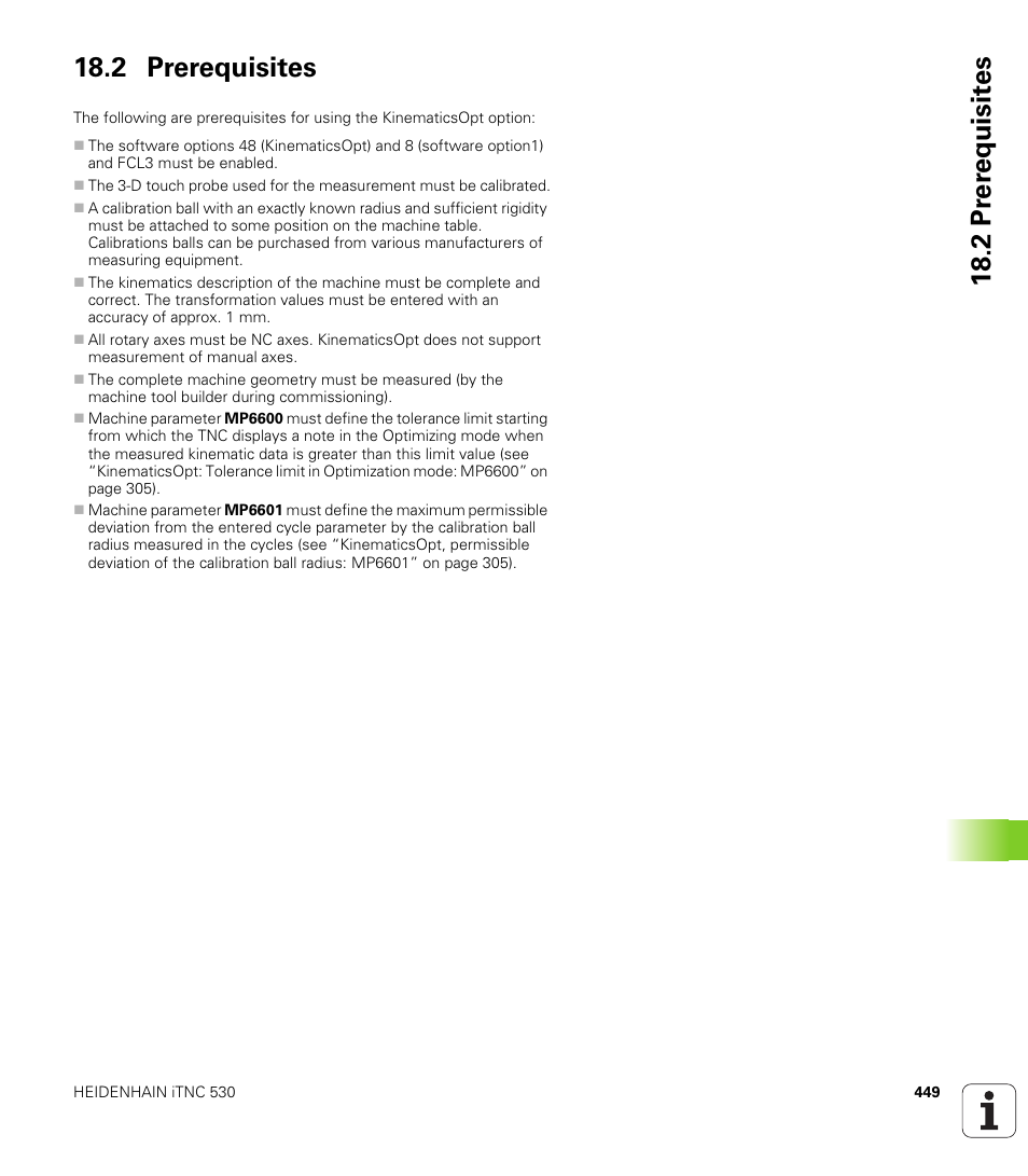 2 prerequisites | HEIDENHAIN iTNC 530 (340 49x-05) Cycle programming User Manual | Page 449 / 497