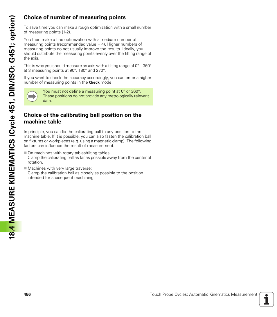 Choice of number of measuring points | HEIDENHAIN iTNC 530 (340 49x-05) Cycle programming User Manual | Page 456 / 497