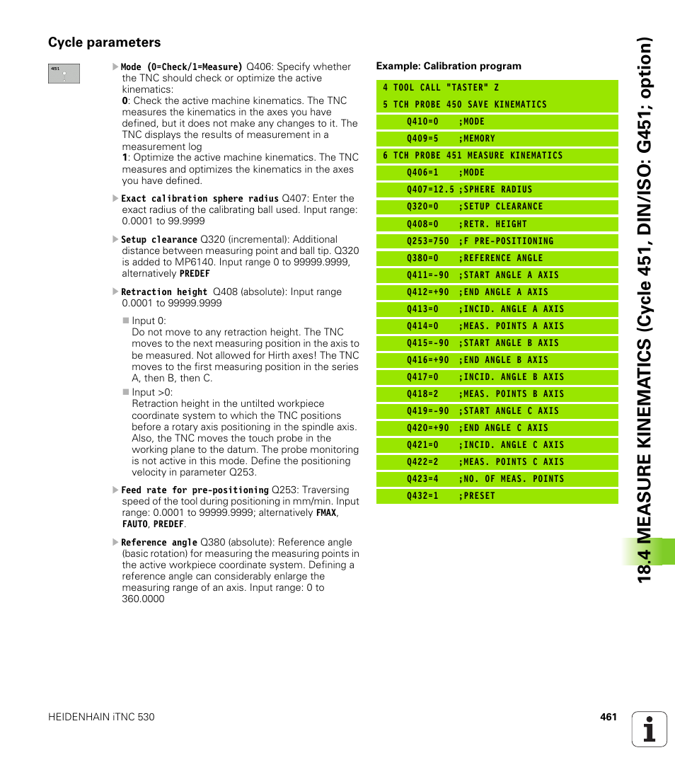 Cycle parameters | HEIDENHAIN iTNC 530 (340 49x-05) Cycle programming User Manual | Page 461 / 497