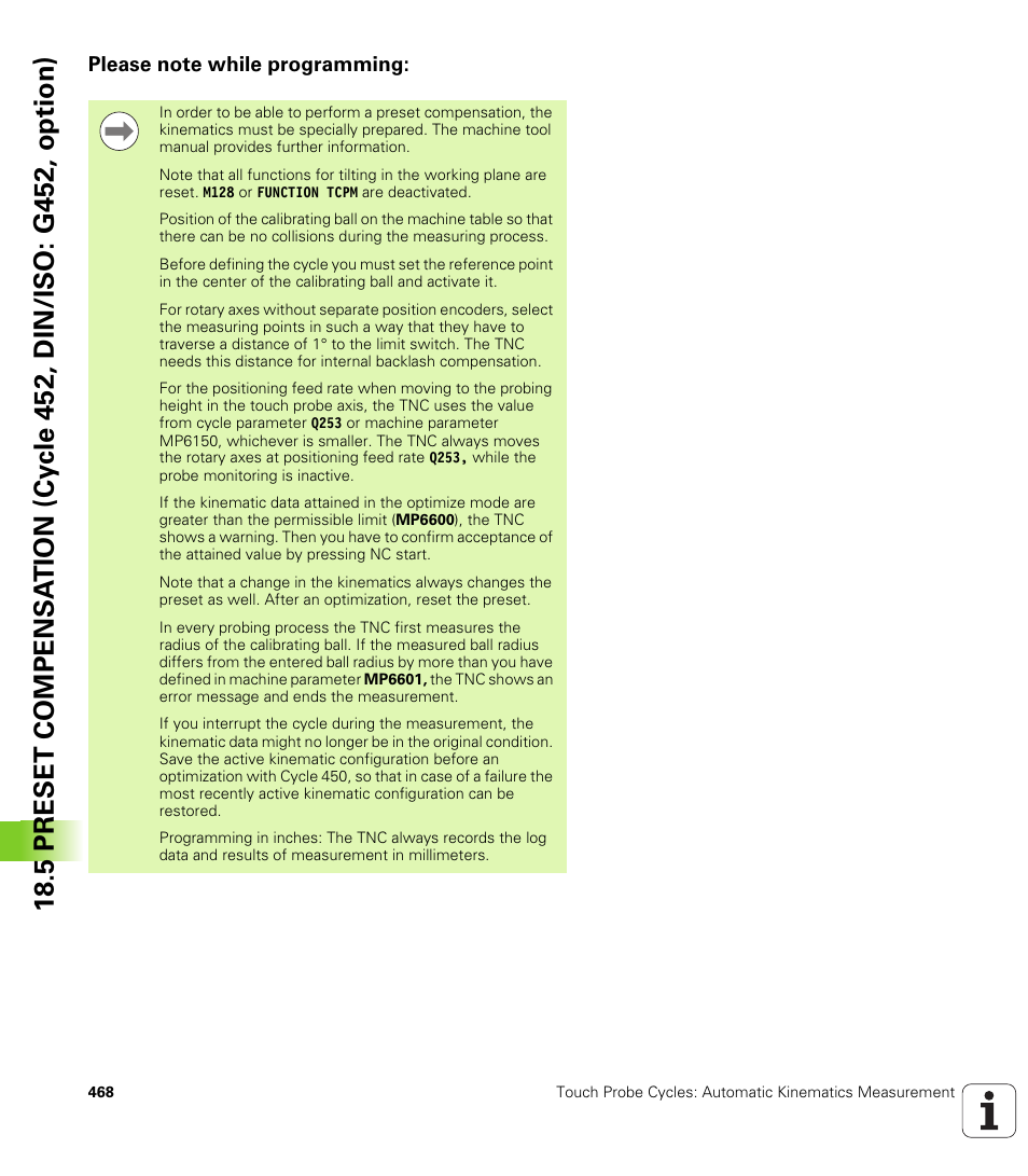 Please note while programming | HEIDENHAIN iTNC 530 (340 49x-05) Cycle programming User Manual | Page 468 / 497