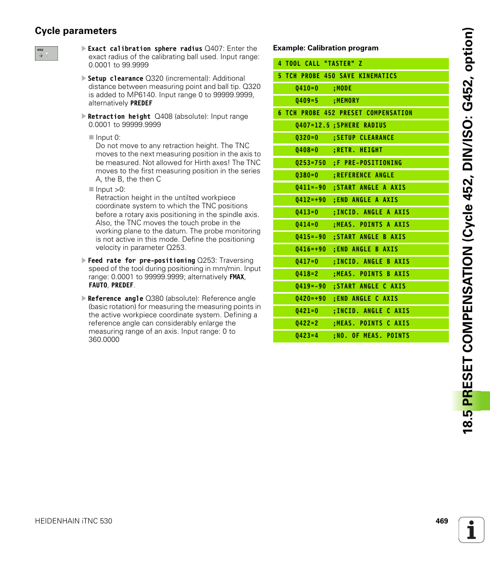 Cycle parameters | HEIDENHAIN iTNC 530 (340 49x-05) Cycle programming User Manual | Page 469 / 497