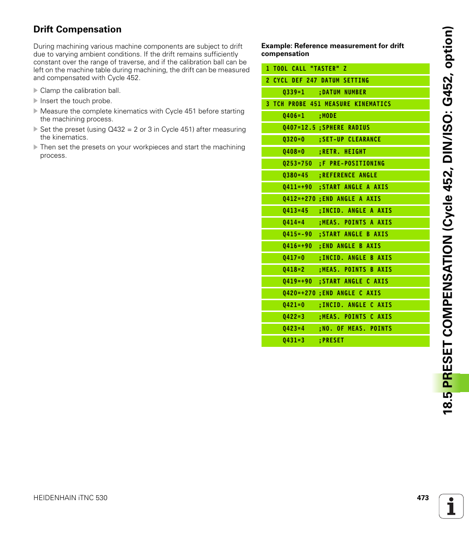 Drift compensation | HEIDENHAIN iTNC 530 (340 49x-05) Cycle programming User Manual | Page 473 / 497