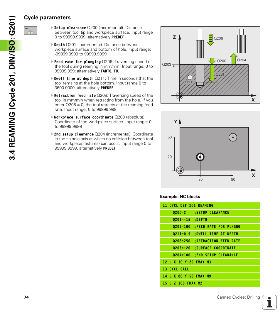 Cycle parameters | HEIDENHAIN iTNC 530 (340 49x-05) Cycle programming User Manual | Page 74 / 497