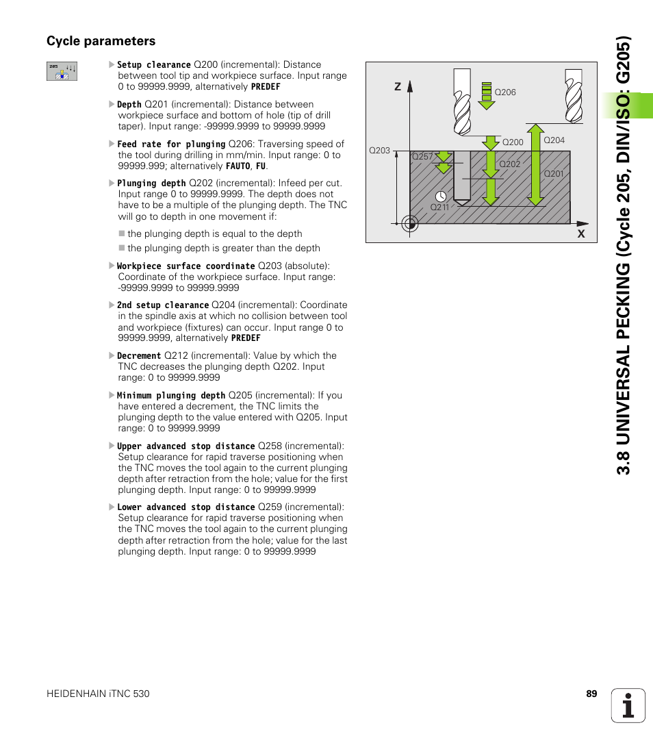 Cycle parameters | HEIDENHAIN iTNC 530 (340 49x-05) Cycle programming User Manual | Page 89 / 497