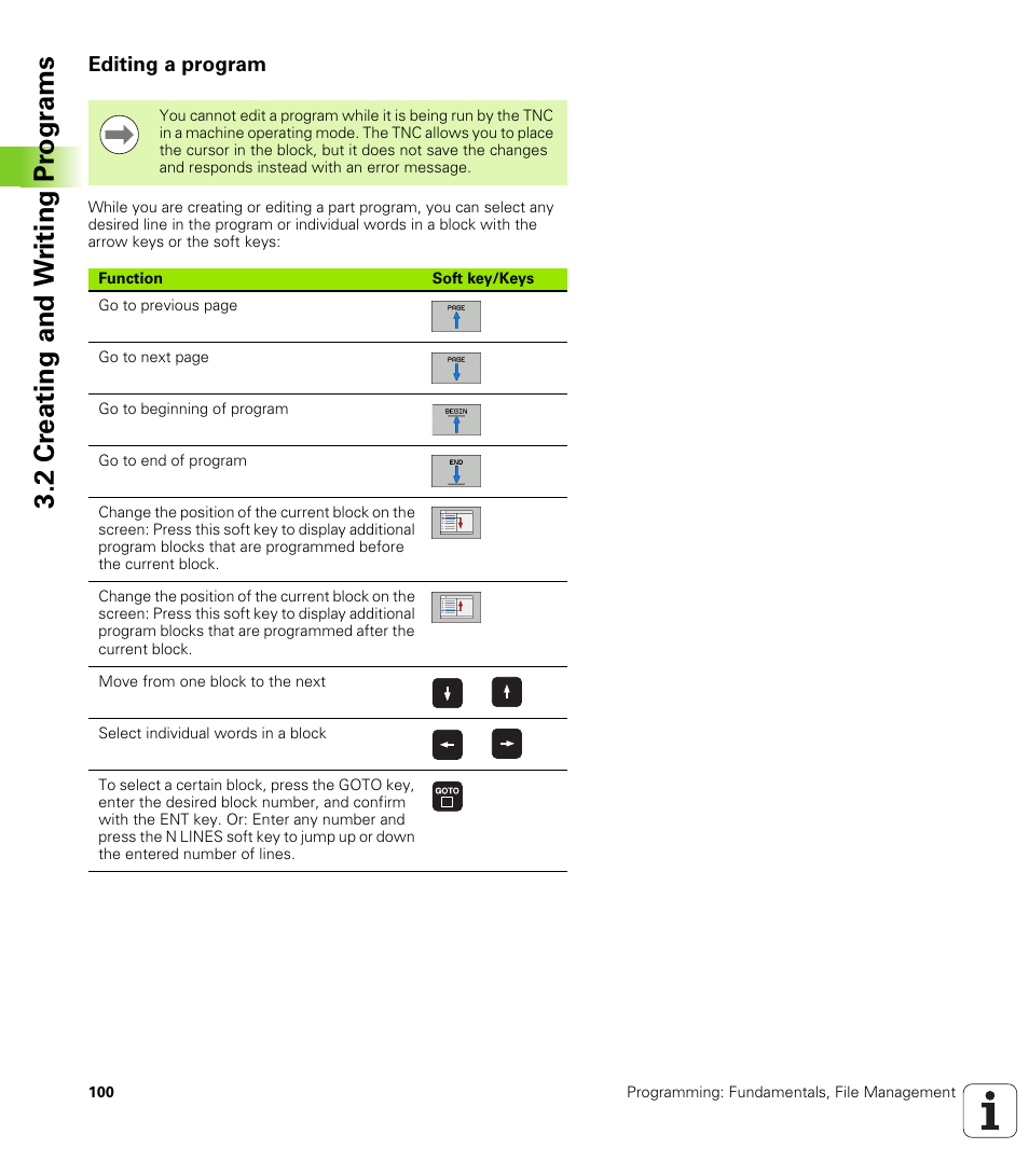 Editing a program, 2 cr eating and w riting pr ogr a ms | HEIDENHAIN iTNC 530 (340 49x-05) ISO programming User Manual | Page 100 / 606
