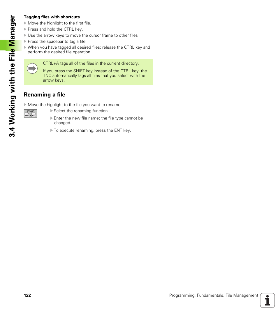 Renaming a file, 4 w o rk ing with the file manag e r | HEIDENHAIN iTNC 530 (340 49x-05) ISO programming User Manual | Page 122 / 606