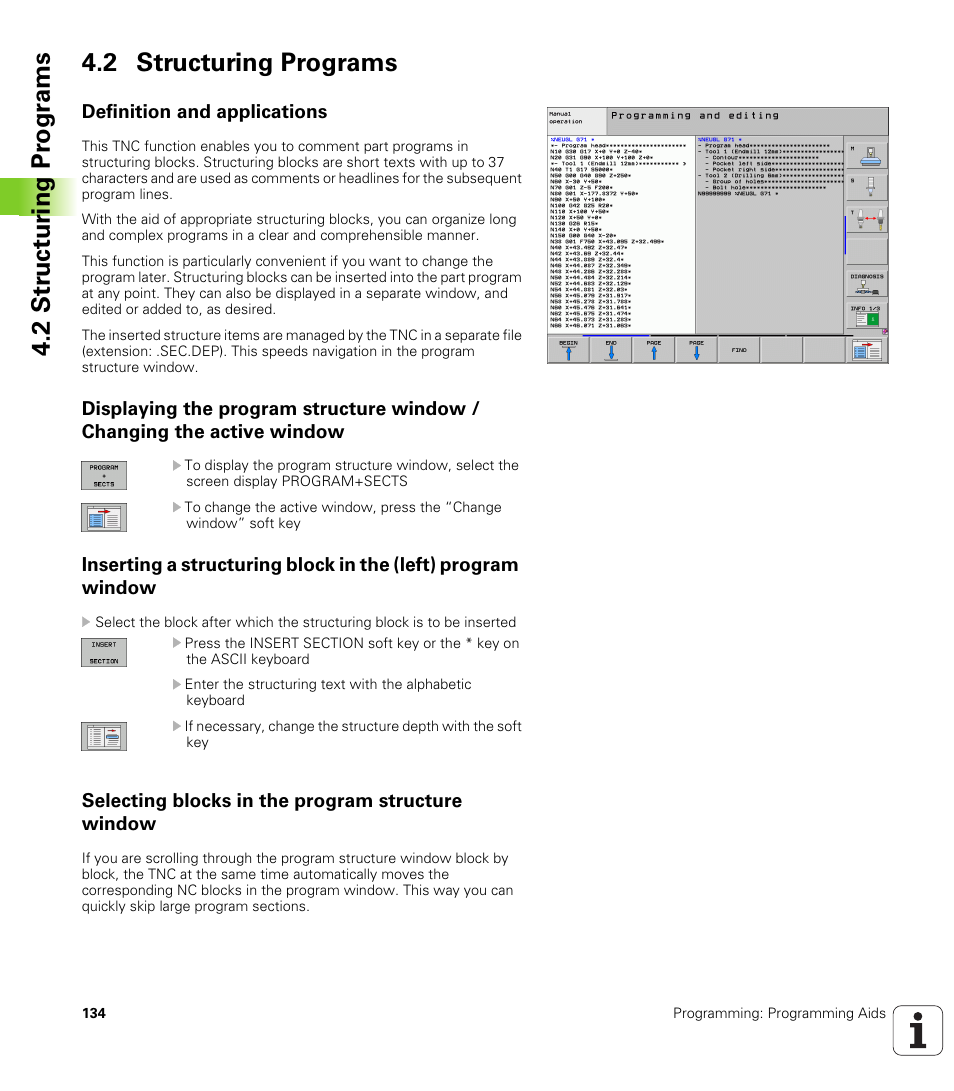 2 structuring programs, Definition and applications, Selecting blocks in the program structure window | HEIDENHAIN iTNC 530 (340 49x-05) ISO programming User Manual | Page 134 / 606