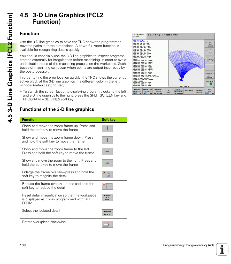5 3-d line graphics (fcl2 function), Function, Functions of the 3-d line graphics | HEIDENHAIN iTNC 530 (340 49x-05) ISO programming User Manual | Page 138 / 606