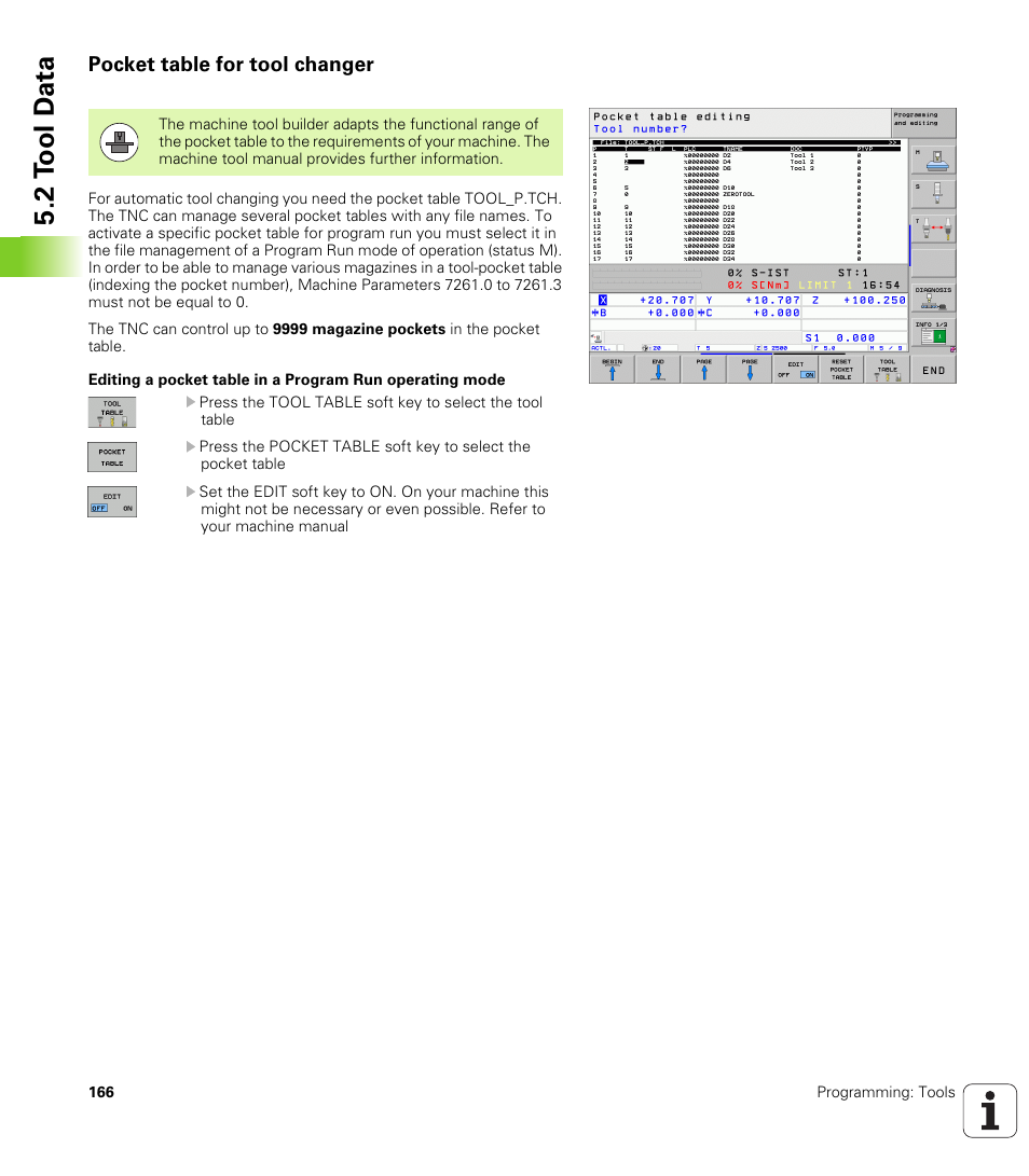 Pocket table for tool changer, 2 t ool d a ta | HEIDENHAIN iTNC 530 (340 49x-05) ISO programming User Manual | Page 166 / 606