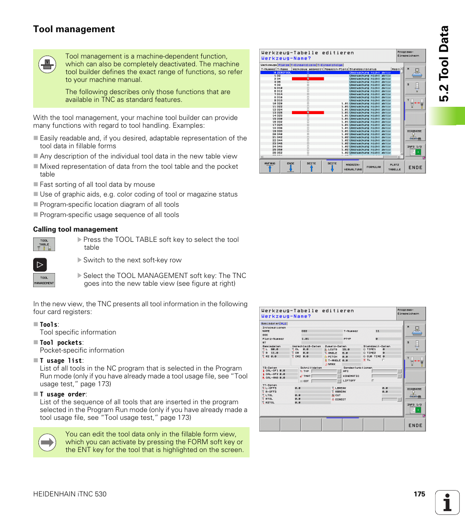 Tool management, 2 t ool d a ta | HEIDENHAIN iTNC 530 (340 49x-05) ISO programming User Manual | Page 175 / 606