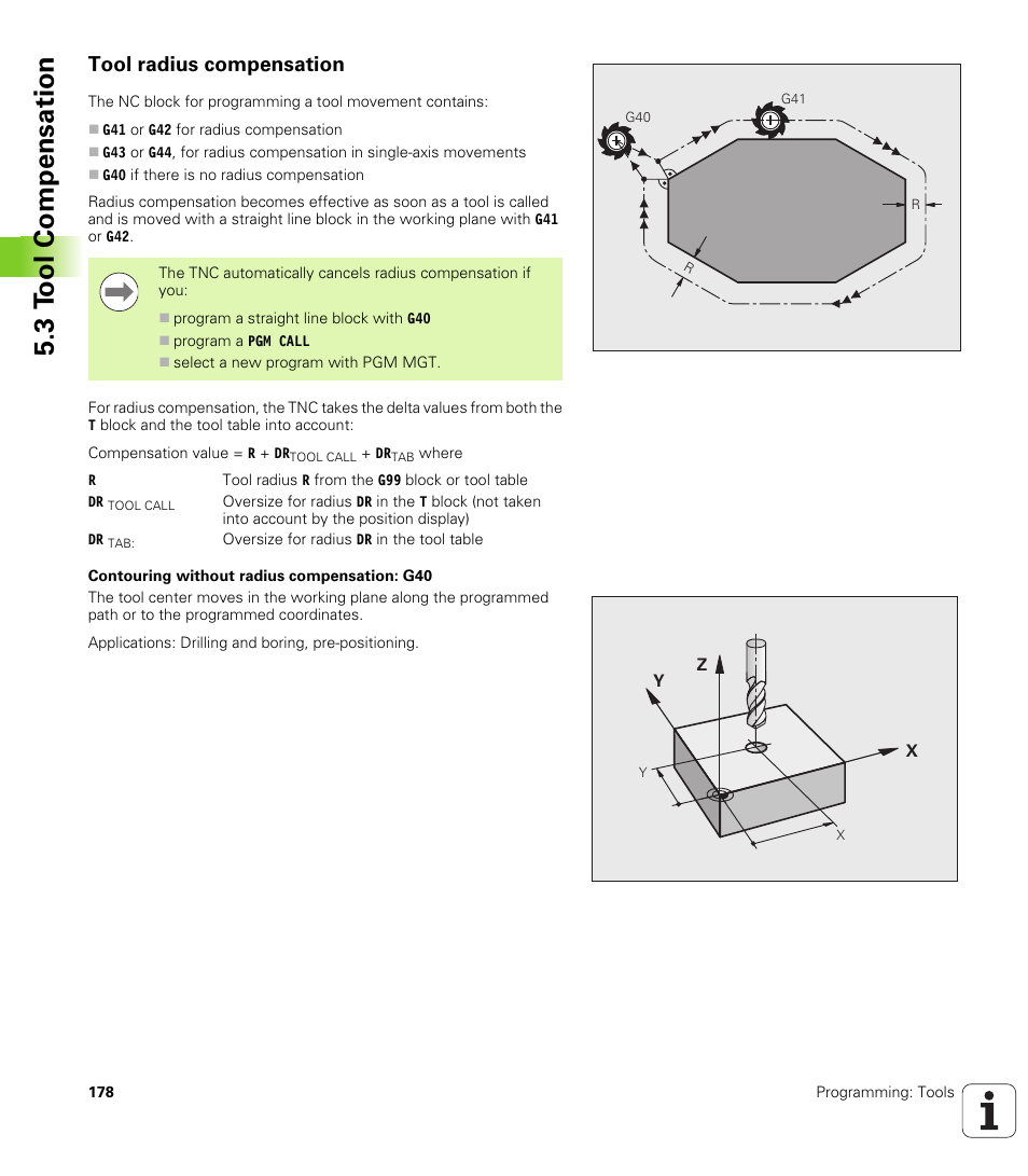 Tool radius compensation, 3 t ool compensation | HEIDENHAIN iTNC 530 (340 49x-05) ISO programming User Manual | Page 178 / 606