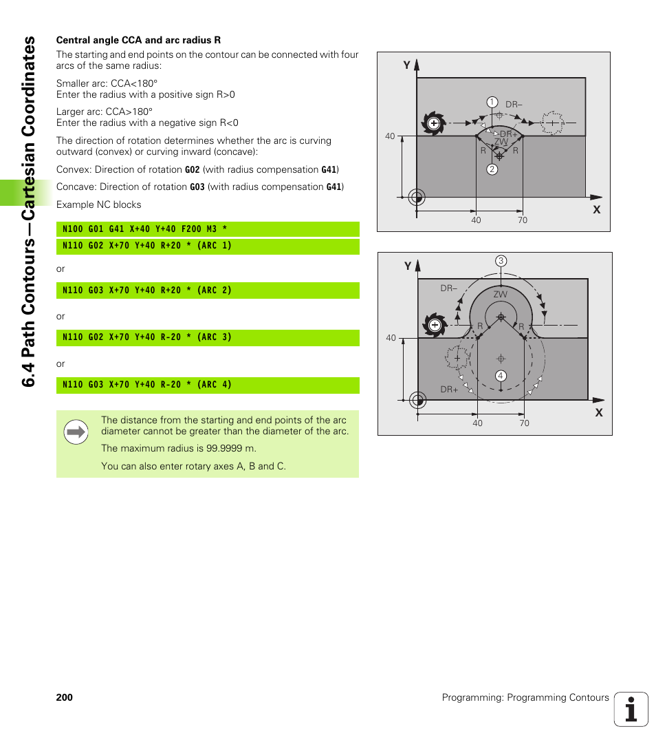4 p a th cont ours—car te sian coor dinat e s | HEIDENHAIN iTNC 530 (340 49x-05) ISO programming User Manual | Page 200 / 606