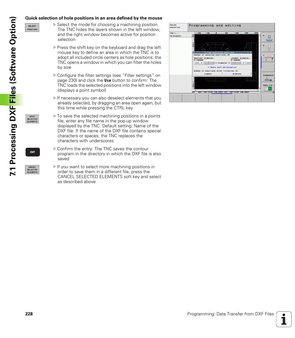 1 pr ocessing dxf files (sof tw ar e option) | HEIDENHAIN iTNC 530 (340 49x-05) ISO programming User Manual | Page 228 / 606