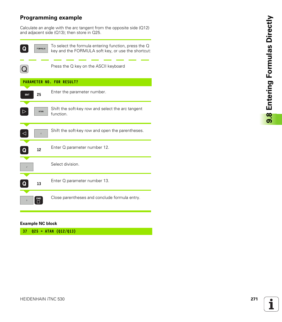 Programming example, 8 ent er ing f o rm ulas dir e ctly | HEIDENHAIN iTNC 530 (340 49x-05) ISO programming User Manual | Page 271 / 606