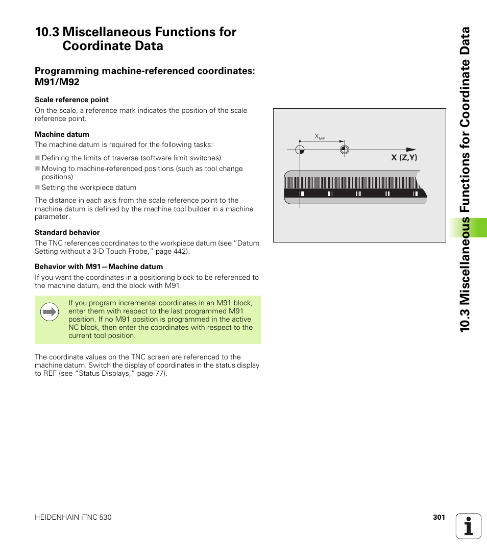 3 miscellaneous functions for coordinate data | HEIDENHAIN iTNC 530 (340 49x-05) ISO programming User Manual | Page 301 / 606