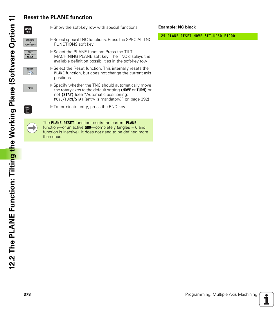 Reset the plane function | HEIDENHAIN iTNC 530 (340 49x-05) ISO programming User Manual | Page 378 / 606