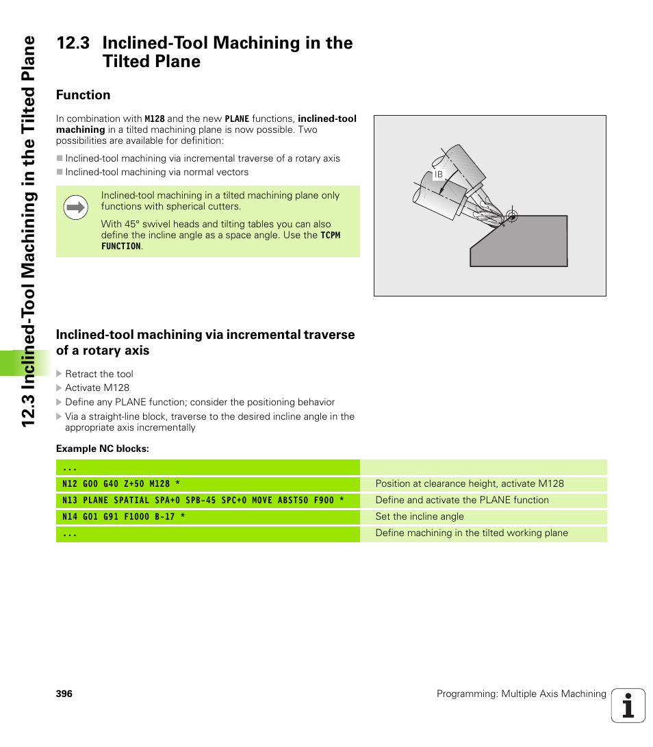 3 inclined-tool machining in the tilted plane, Function | HEIDENHAIN iTNC 530 (340 49x-05) ISO programming User Manual | Page 396 / 606