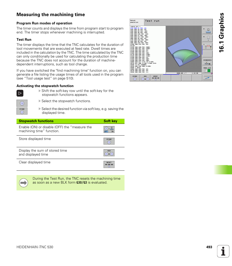 Measuring the machining time, 1 gr aphics | HEIDENHAIN iTNC 530 (340 49x-05) ISO programming User Manual | Page 493 / 606