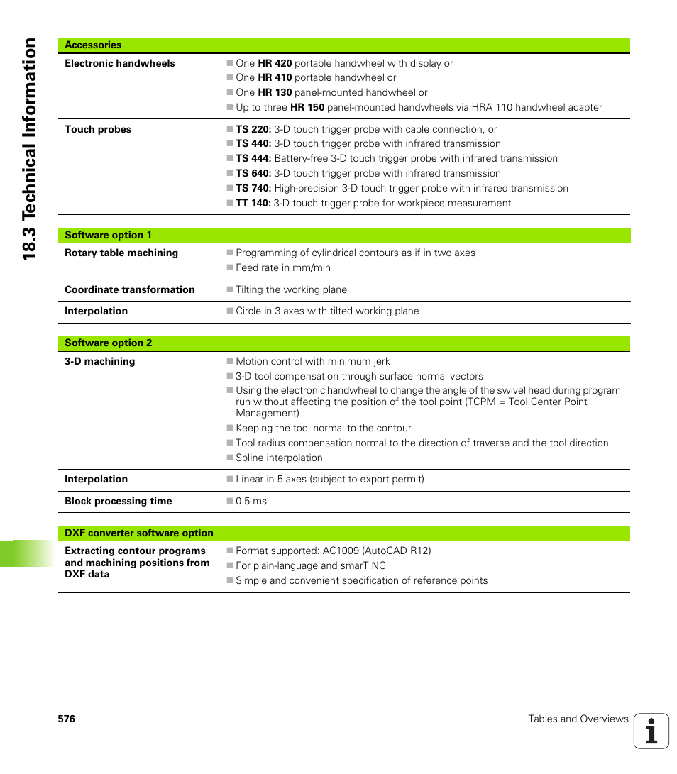 18 .3 t e c hnical inf o rm ation | HEIDENHAIN iTNC 530 (340 49x-05) ISO programming User Manual | Page 576 / 606