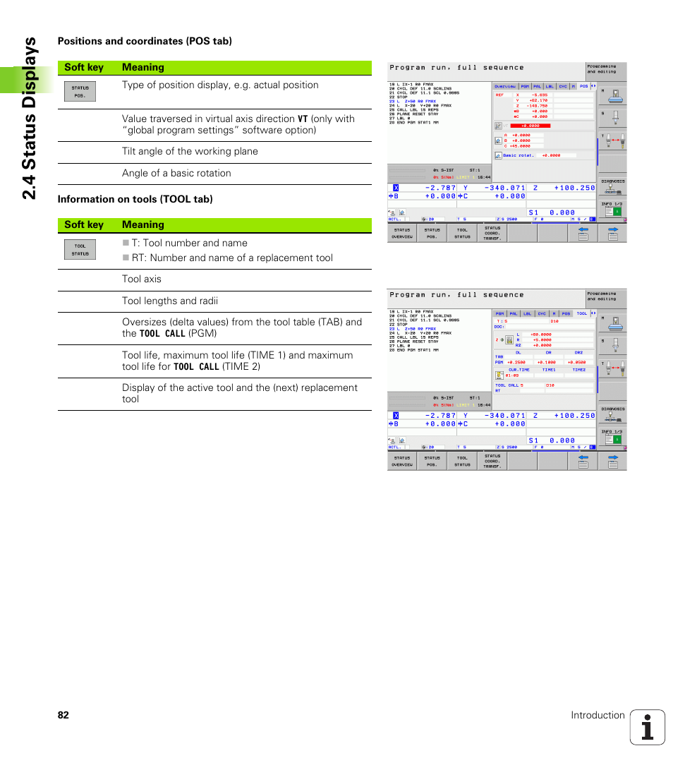 4 stat us displa ys | HEIDENHAIN iTNC 530 (340 49x-05) ISO programming User Manual | Page 82 / 606