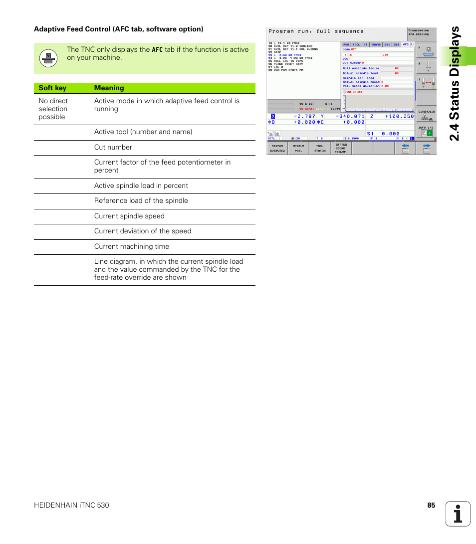4 stat us displa ys | HEIDENHAIN iTNC 530 (340 49x-05) ISO programming User Manual | Page 85 / 606