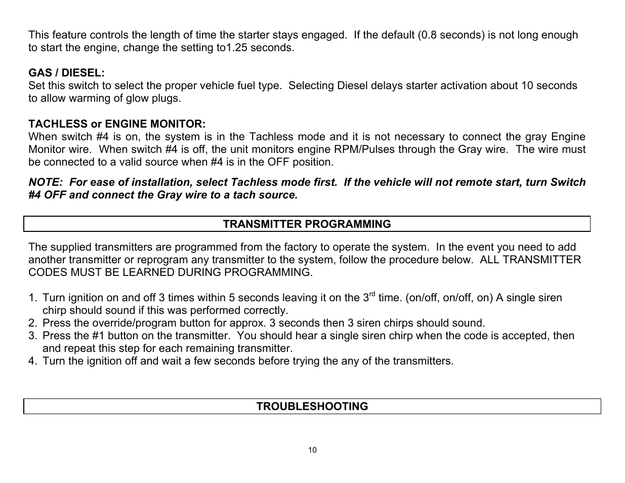 Troubleshooting | Crimestopper Security Products CS-9704 User Manual | Page 10 / 12