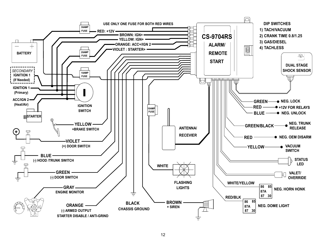 Cs-9704rs, Alarm/ remote start | Crimestopper Security Products CS-9704 User Manual | Page 12 / 12