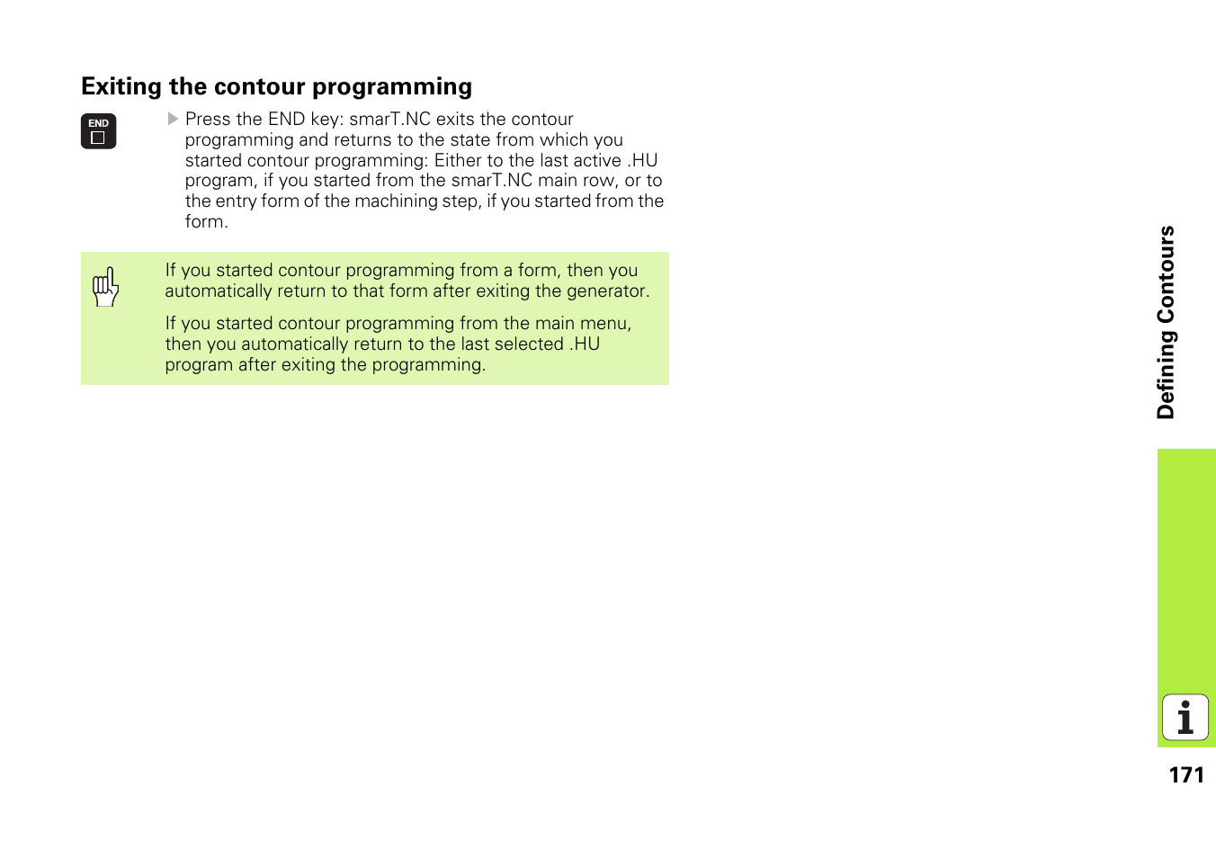 Exiting the contour programming | HEIDENHAIN iTNC 530 (340 49x-05) Pilot User Manual | Page 171 / 213