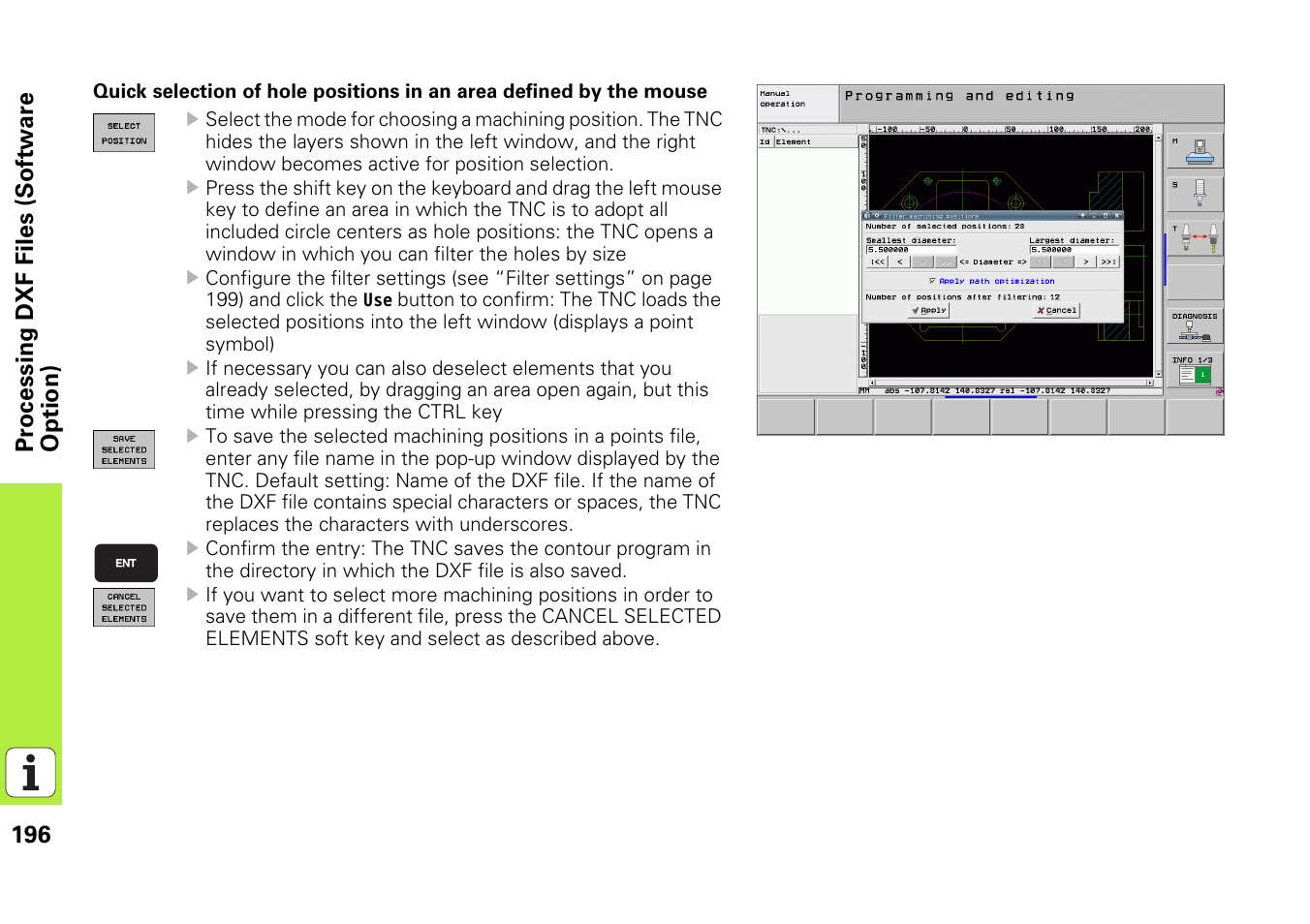 196 processing dxf file s (software option) | HEIDENHAIN iTNC 530 (340 49x-05) Pilot User Manual | Page 196 / 213