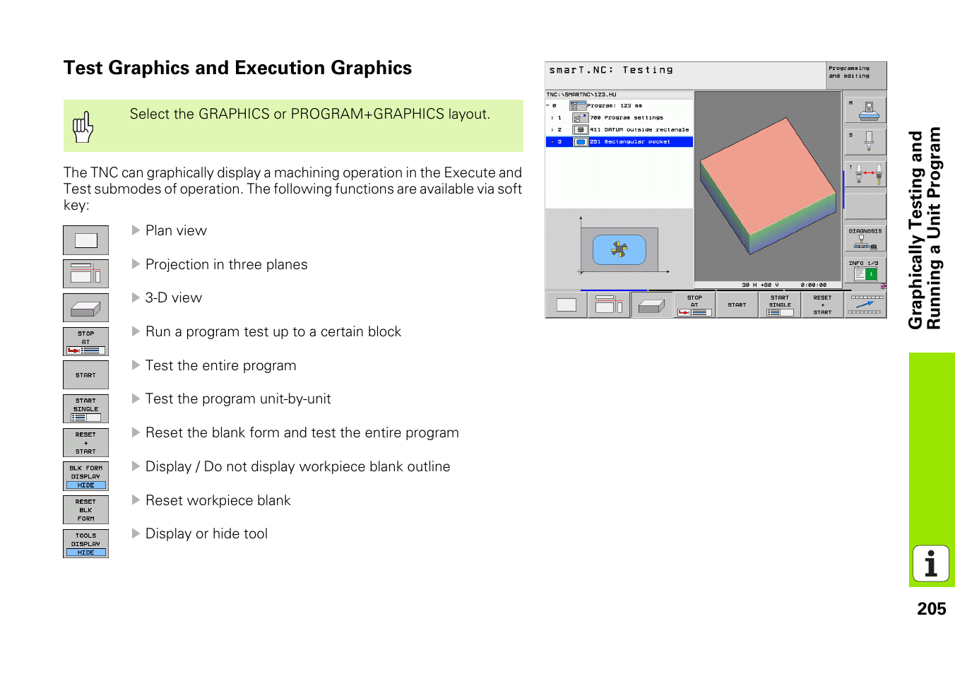 Test graphics and execution graphics | HEIDENHAIN iTNC 530 (340 49x-05) Pilot User Manual | Page 205 / 213
