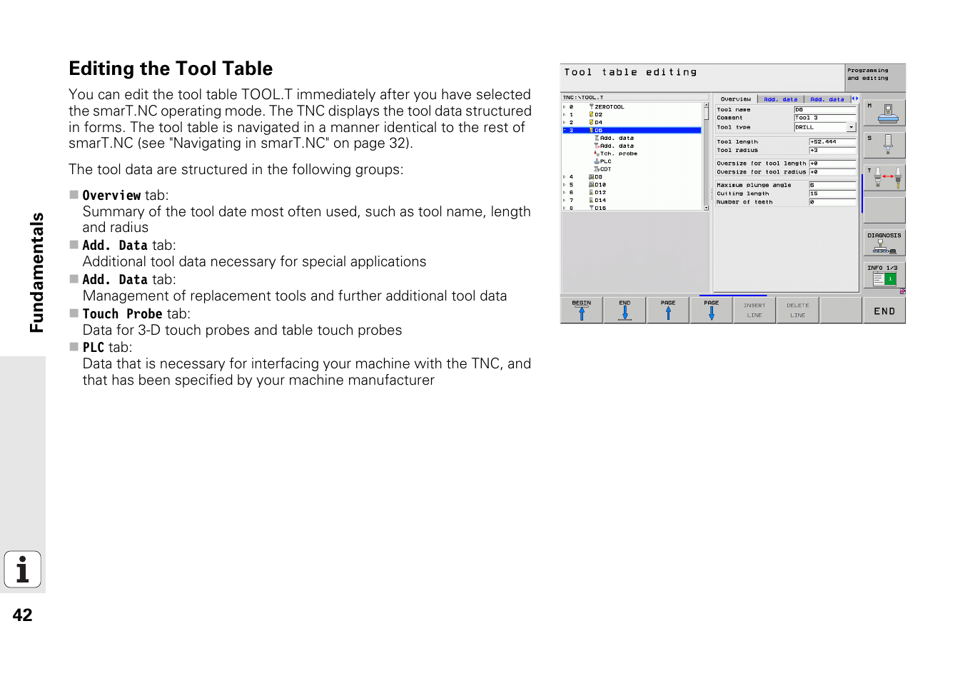 Editing the tool table | HEIDENHAIN iTNC 530 (340 49x-05) Pilot User Manual | Page 42 / 213