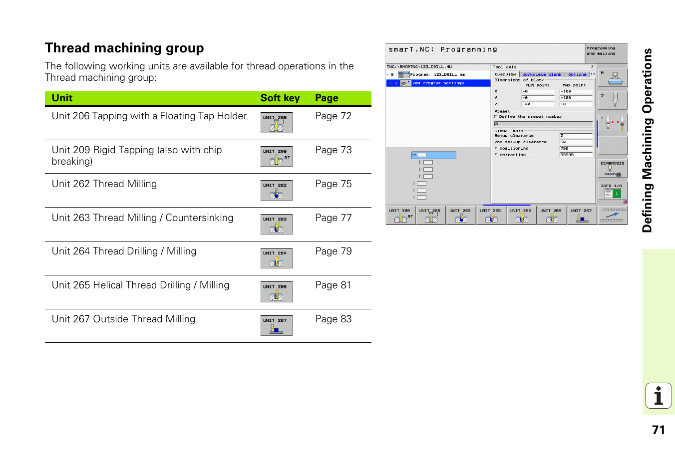 Thread machining group | HEIDENHAIN iTNC 530 (340 49x-05) Pilot User Manual | Page 71 / 213