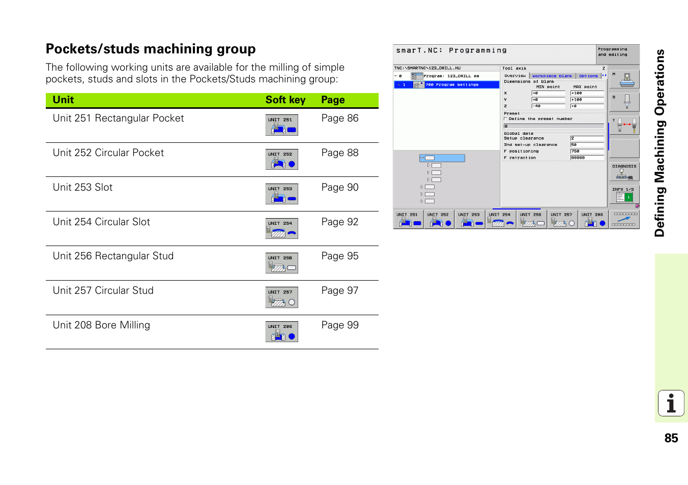 Pockets/studs machining group | HEIDENHAIN iTNC 530 (340 49x-05) Pilot User Manual | Page 85 / 213