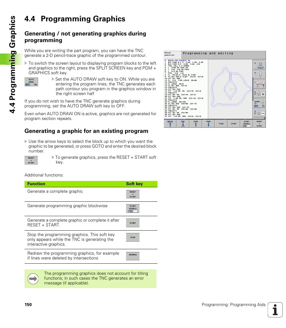 4 programming graphics, Generating a graphic for an existing program, 4 pr ogr amming gr aphics 4.4 programming graphics | HEIDENHAIN iTNC 530 (340 49x-06) User Manual | Page 150 / 713
