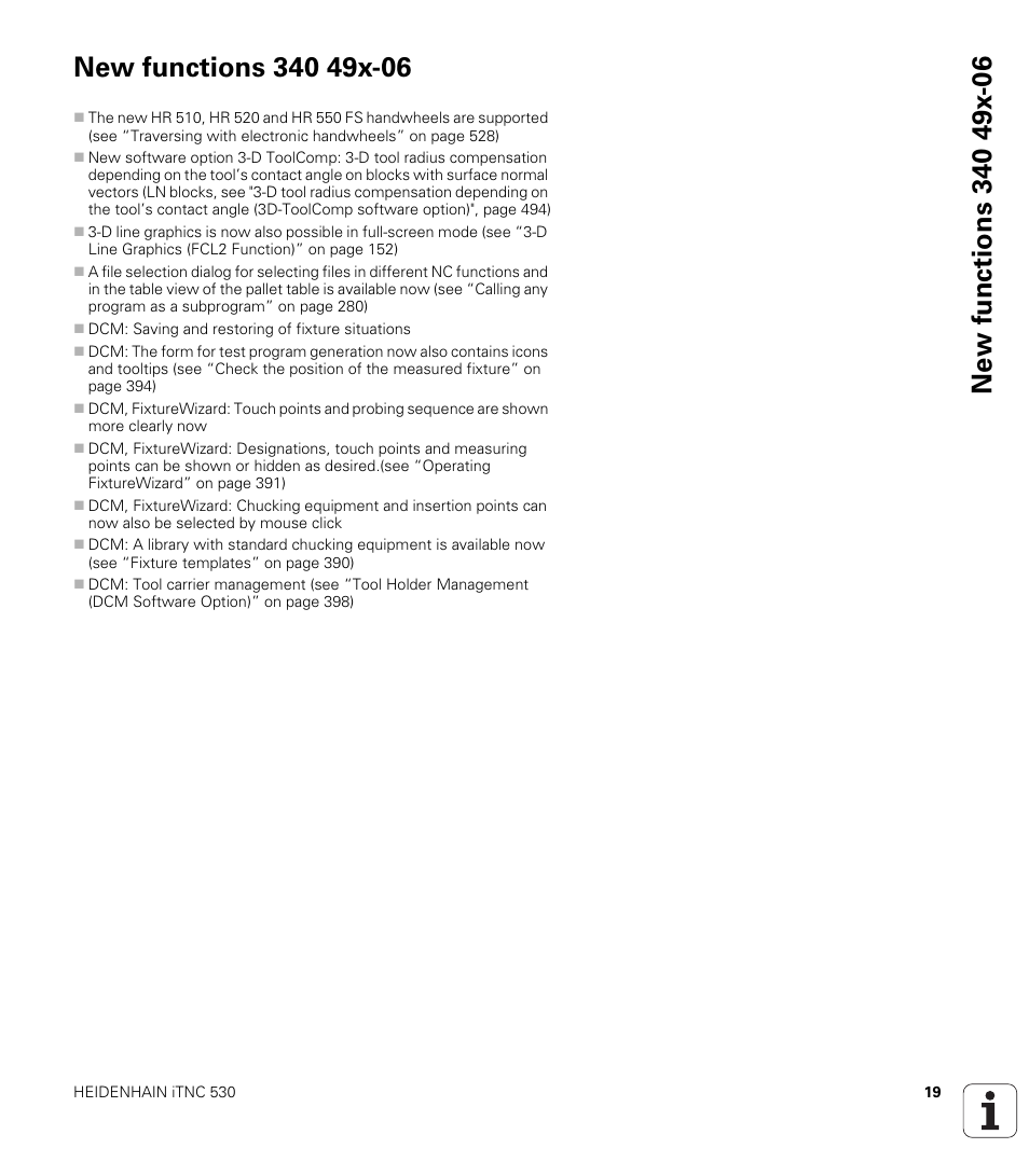 New functions 340 49x-06 | HEIDENHAIN iTNC 530 (340 49x-06) User Manual | Page 19 / 713