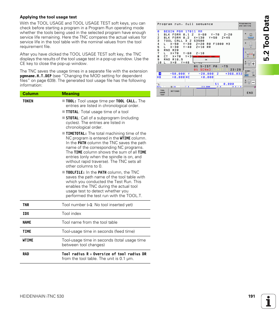 2 t ool d a ta | HEIDENHAIN iTNC 530 (340 49x-06) User Manual | Page 191 / 713