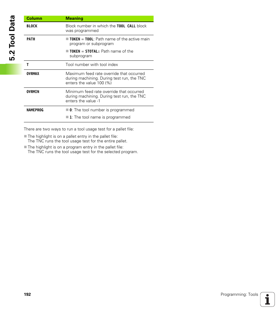 2 t ool d a ta | HEIDENHAIN iTNC 530 (340 49x-06) User Manual | Page 192 / 713