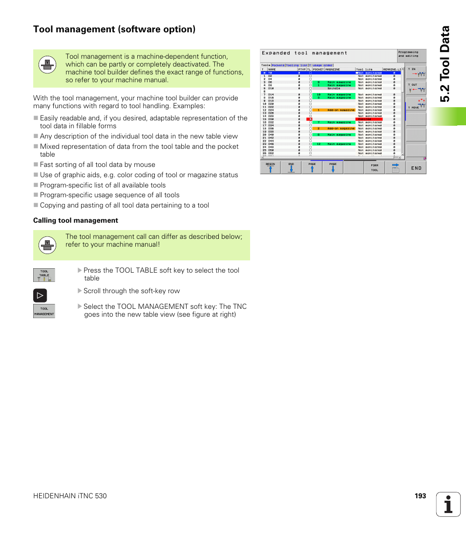 Tool management (software option), 2 t ool d a ta | HEIDENHAIN iTNC 530 (340 49x-06) User Manual | Page 193 / 713