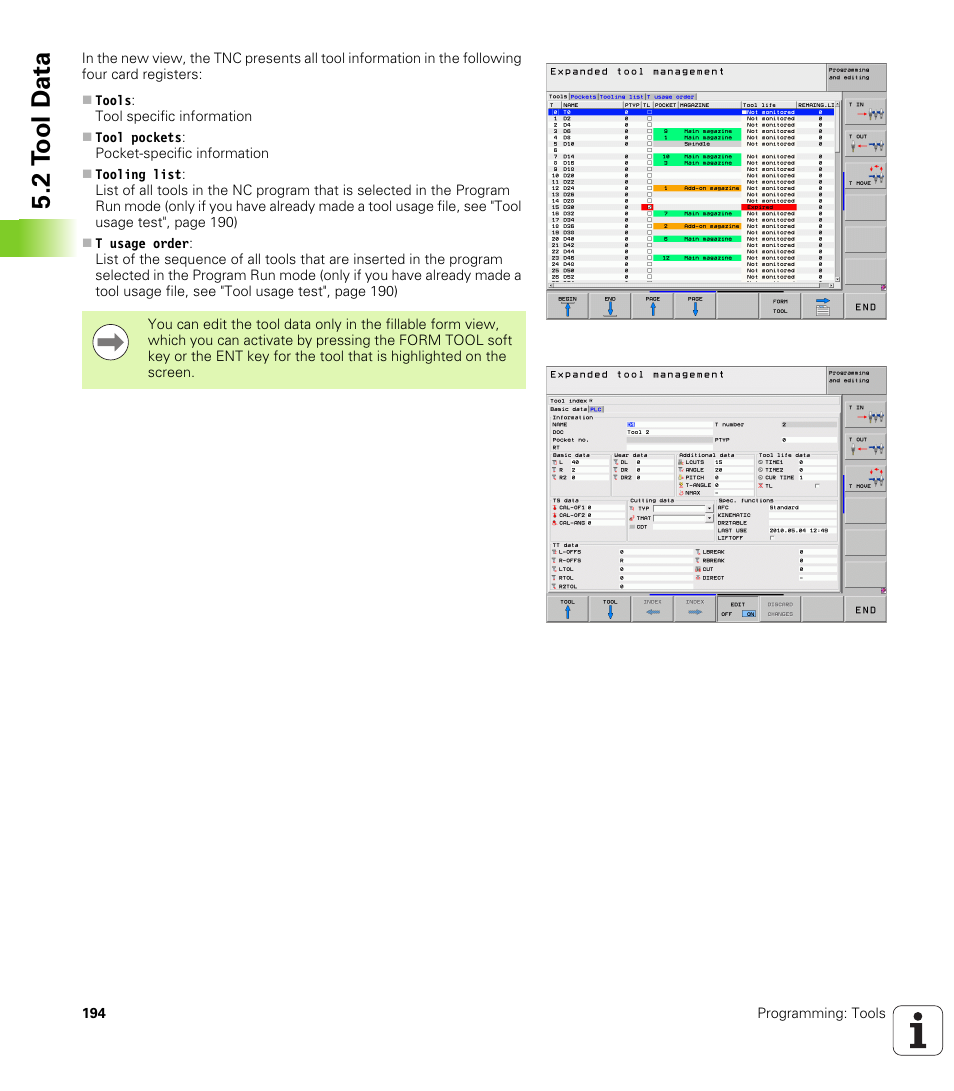 2 t ool d a ta | HEIDENHAIN iTNC 530 (340 49x-06) User Manual | Page 194 / 713